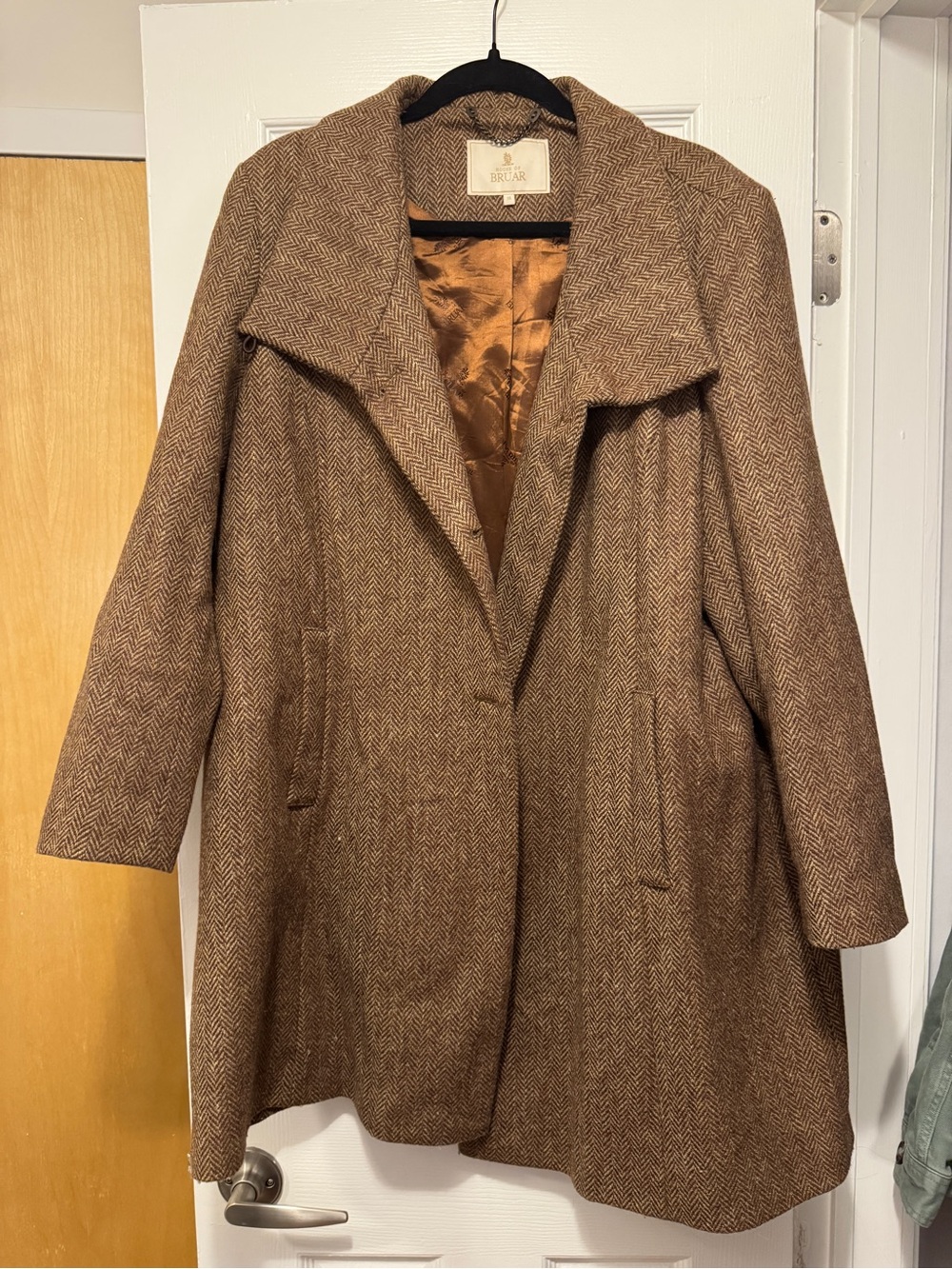 Women's Brown Herringbone Pea Coat